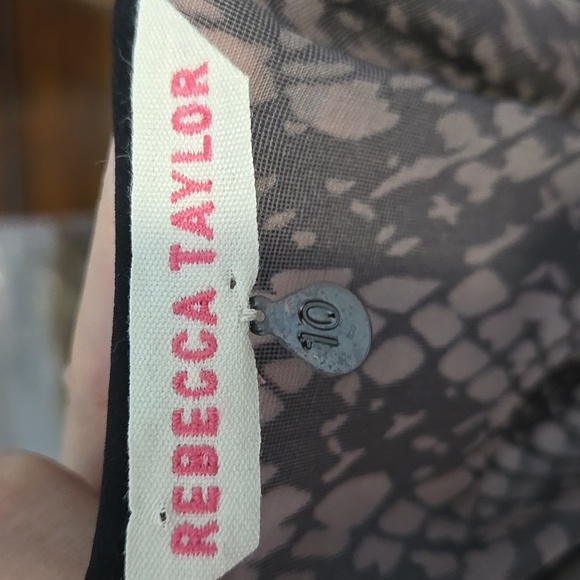 REBECCA TAYLOR Velvet Burnout Silk Snake Print Short Sleeve Top Blouse Sz 10 - Picture 14 of 16